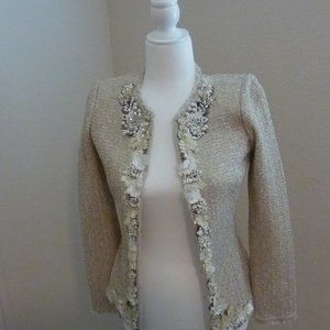 St. John Couture Cream Evening Jacket w/Embellishments Size 0